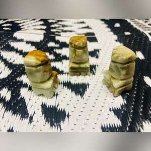 Hand Carved Mexican Green Onyx God Figurines